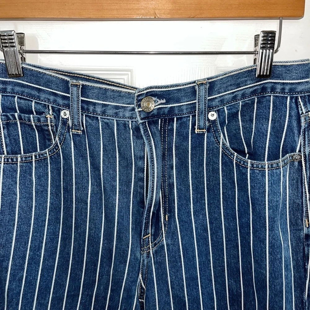 ‼️ SOLD‼️Vintage American Eagle Blue Stripped Denim Jeans Size 8 - Picture 3 of 5